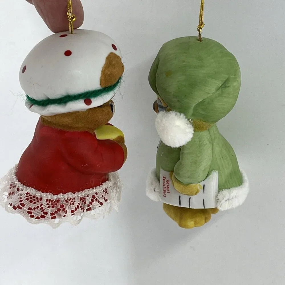 Vintage Jasco Bedtime Critters Porcelain Bell Christmas Sleepy Bear Grandma Bear